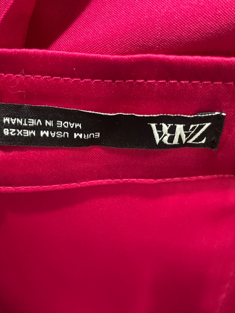 Zara Magenta Satin Effect Mini Dress - Rhinestone Chain Straps - Size M - Picture 9 of 11